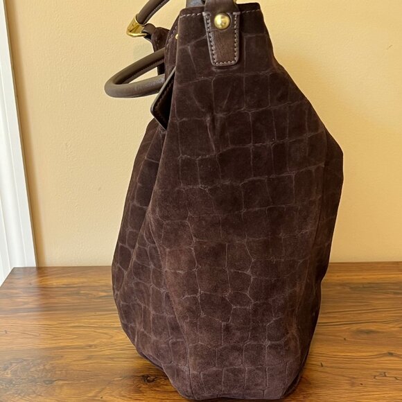 Coach Madison Embossed Suede Leather Shoulder Bag/Hobo Brown 15920 MSB EUC purse - Picture 5 of 13